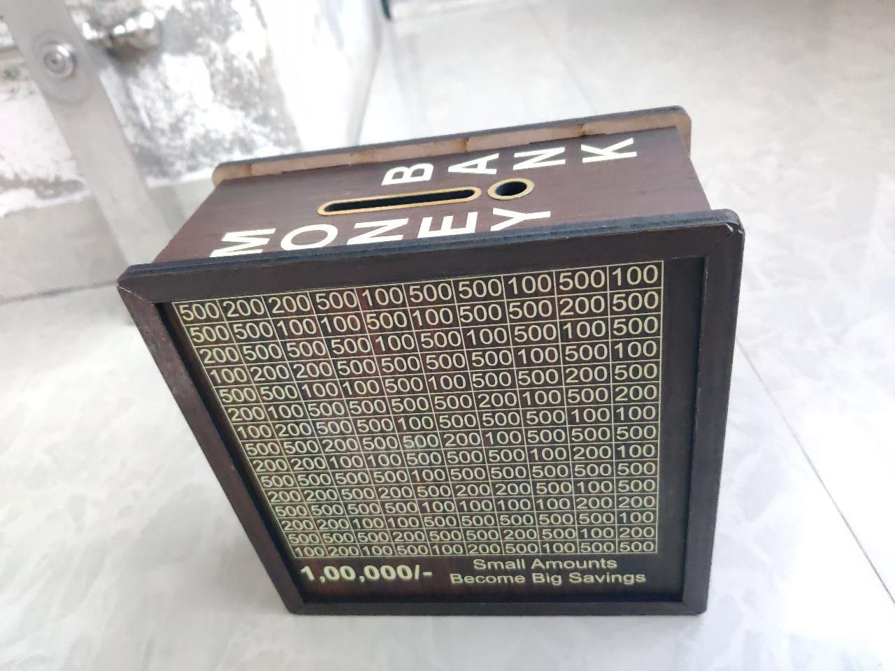 1 Lakh Savings Challenge Wooden Box